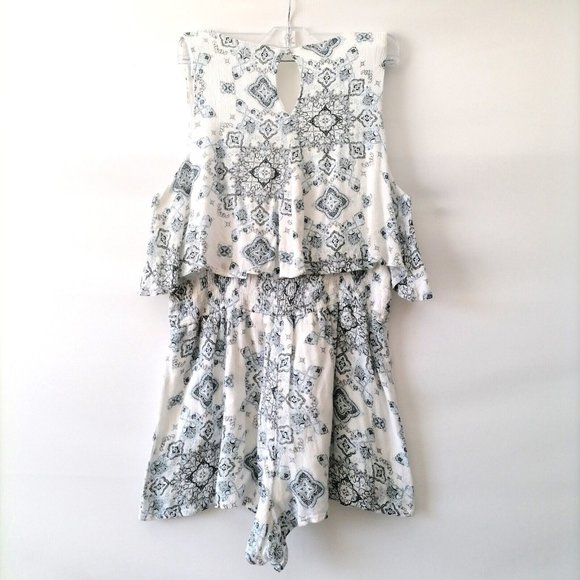 Cotton On Womens White Tie V-Neck Flared Floral Rompers & Jumpsuit Size L - Picture 4 of 7
